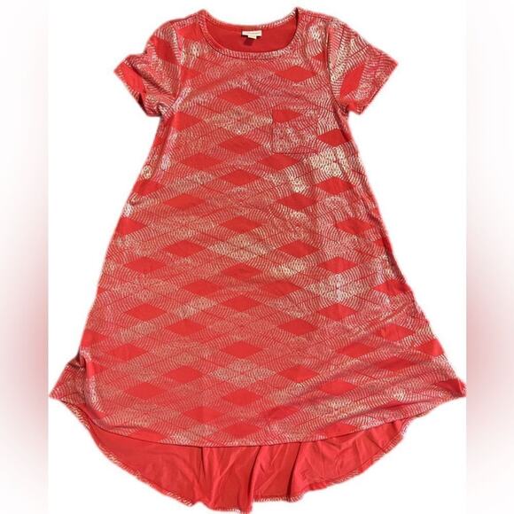 LulaRoe Carly Elegant Collection Swing Dress Red & Gold Sz XXS - Picture 3 of 8